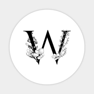 Letter W Monogram - Floral Initial Magnet